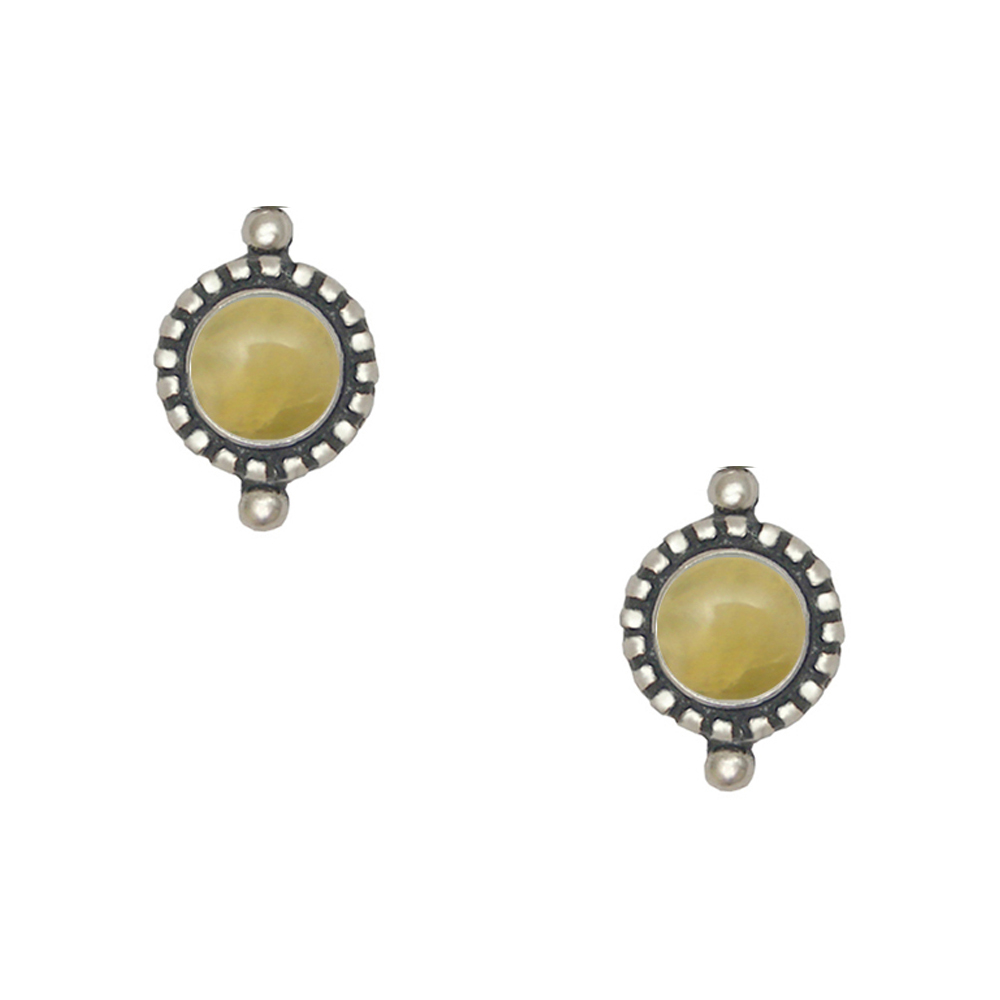 Sterling Silver Yellow Aragonite Post Stud Earrings